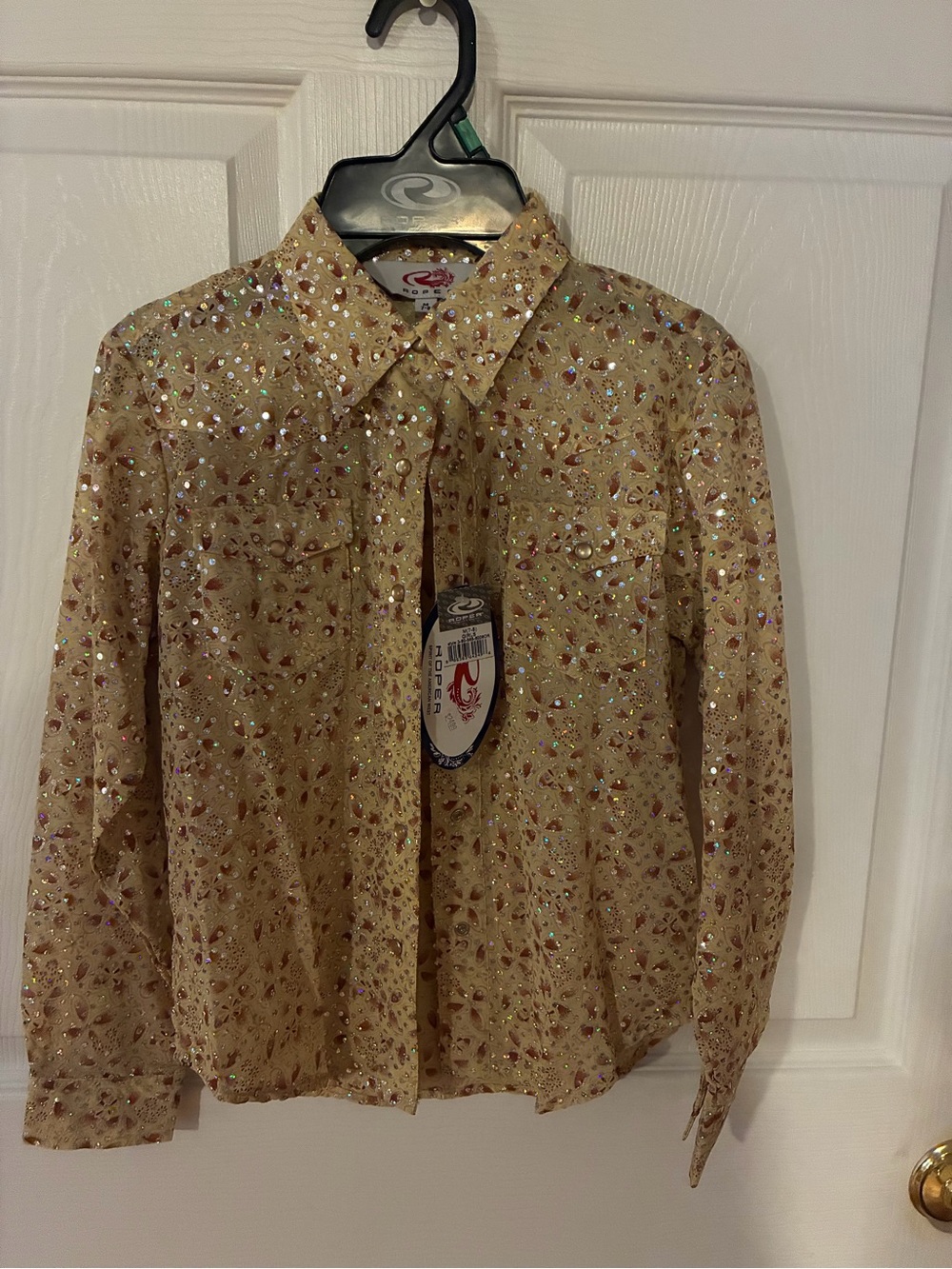 Roper Pearl Snap girls show shirt sequin size M 6-8